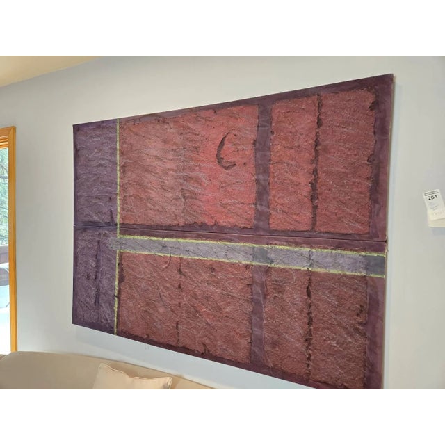 Jan Tips "Architectural Series #35" 1984 Mixed Media Abstract Diptych on Canvas For Sale - Image 17 of 17