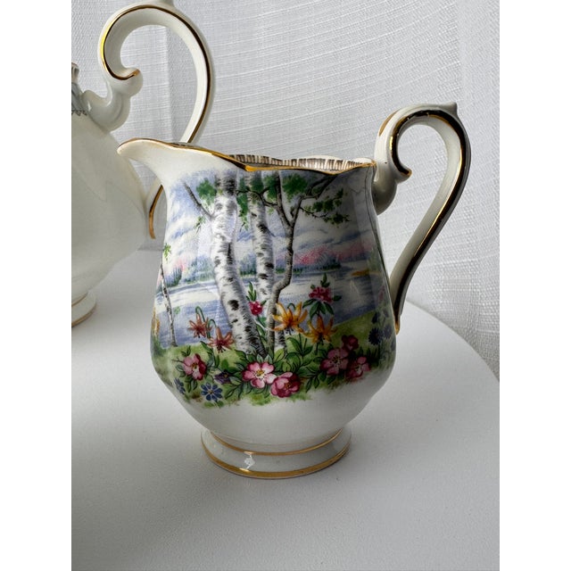 Vintage Royal Albert Silver Birch English Bone China Tea Service for 8 – Complete Set - 28 pcs For Sale In Boston - Image 6 of 18