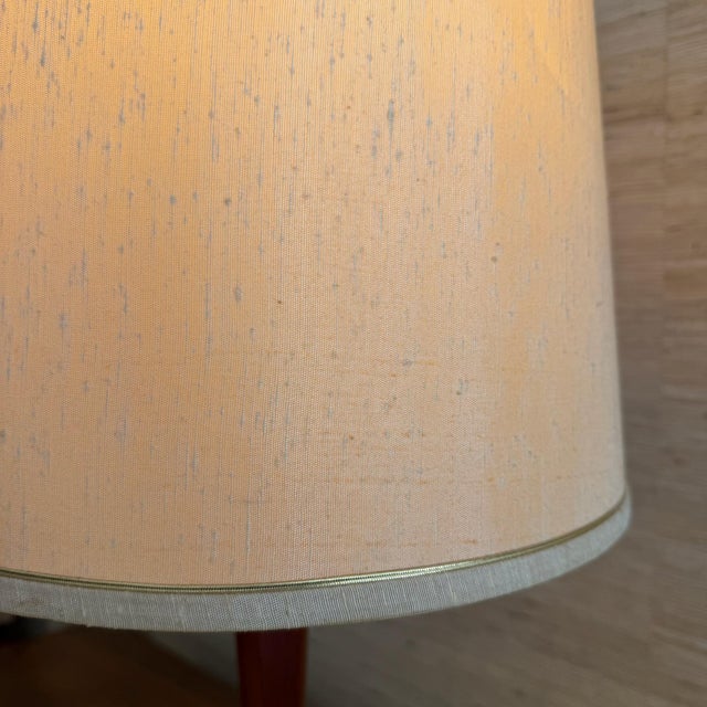 Brown Mid 20th Century Danish Modern Teak and Brass Table Lamp For Sale - Image 8 of 9