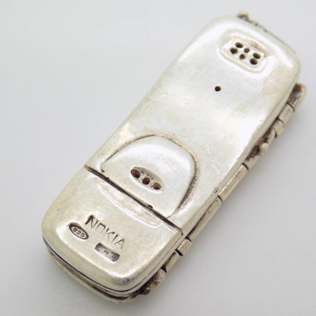 Vintage Italian Handmade Genuine Sterling Silver Nokia 9000 Cellphone Figurine, 1990s For Sale - Image 4 of 10