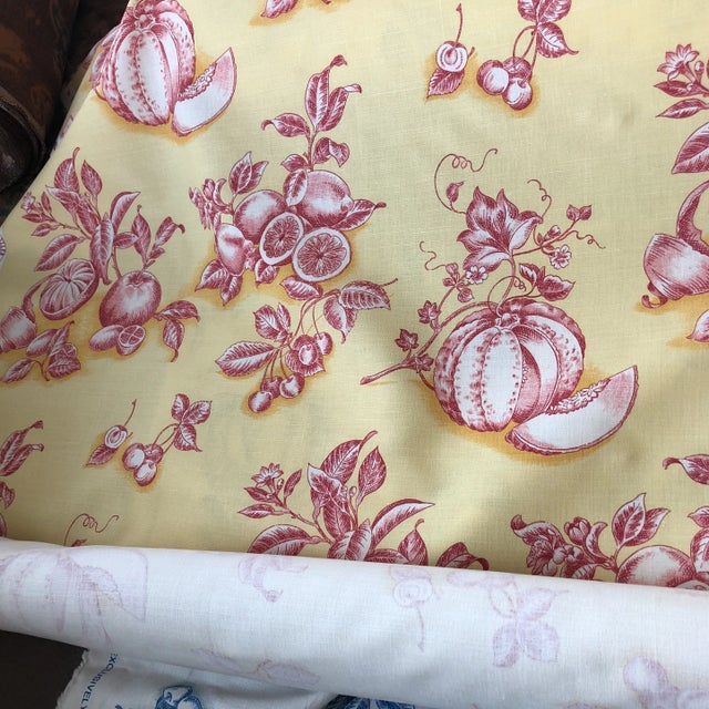 Tyler Hall French Market Exclusive Yellow Fabric With Orange Design - 1 Yard For Sale - Image 4 of 8