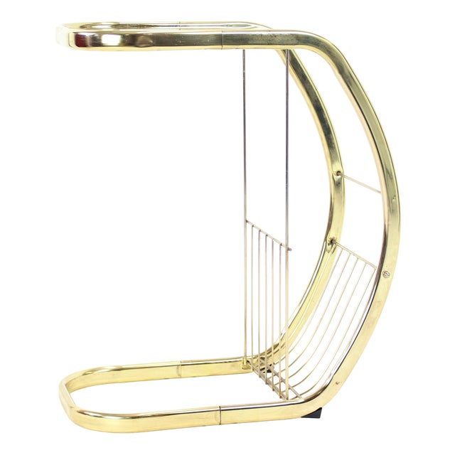 Vintage Side Table in Brass and Glass, Italy, 1970 For Sale