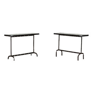English Wrought Iron Pine Console Table, 1900s For Sale