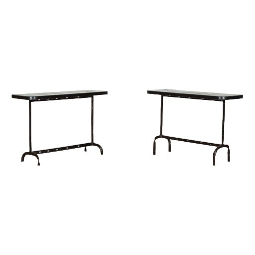 English Wrought Iron Pine Console Table, 1900s For Sale
