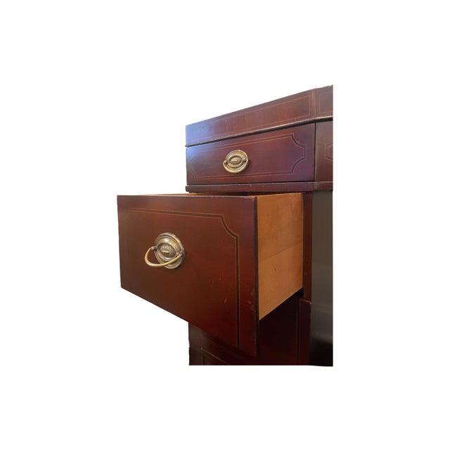 Wood 20th Century English Georgian Revival Mahogany Pedestal Desk For Sale - Image 7 of 10