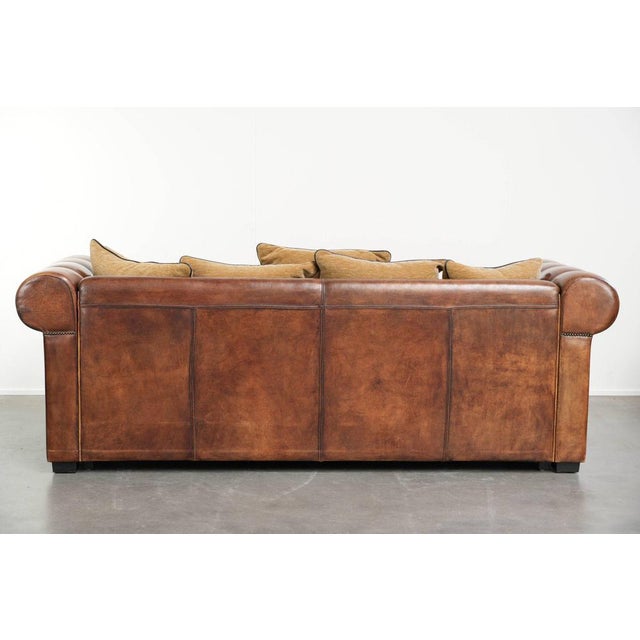 Vintage Three-Seater Sofa in Sheepskin Leather For Sale - Image 4 of 15