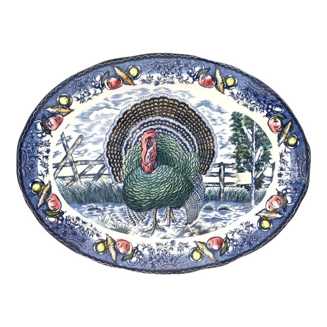 Large Vintage English Turkey Platter For Sale