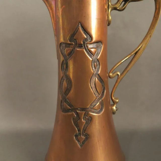 Gold Antique Art Nouveau Copper and Brass Pot, 1900s For Sale - Image 8 of 10