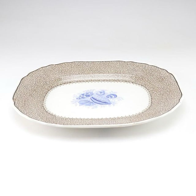 Antique 19th Century Staffordshire Sea Shell Blue & Brown Transferware Platter by Thomas Dimmock Co. "Conchology" For Sale In New York - Image 6 of 9