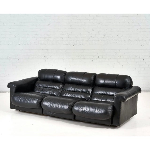 De Sede Black Leather Sofa, 1970 For Sale - Image 12 of 12