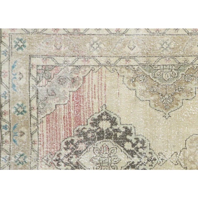 1960s Turkish Oushak Rug. Hand woven with wool on wool foundation in the Oushak region of Western Turkey. The Anatolian...