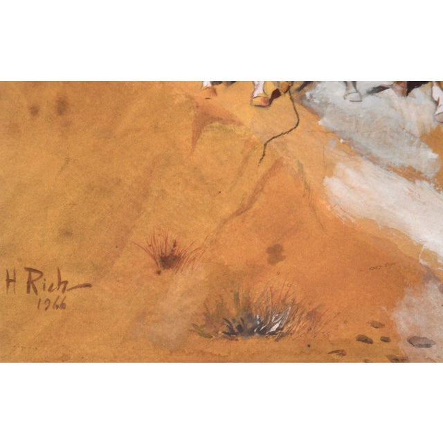 Paint Cowboy Hunting Pronghorn Deer ("American Antelope") in Watercolor and Gouache by H. Rich For Sale - Image 7 of 9