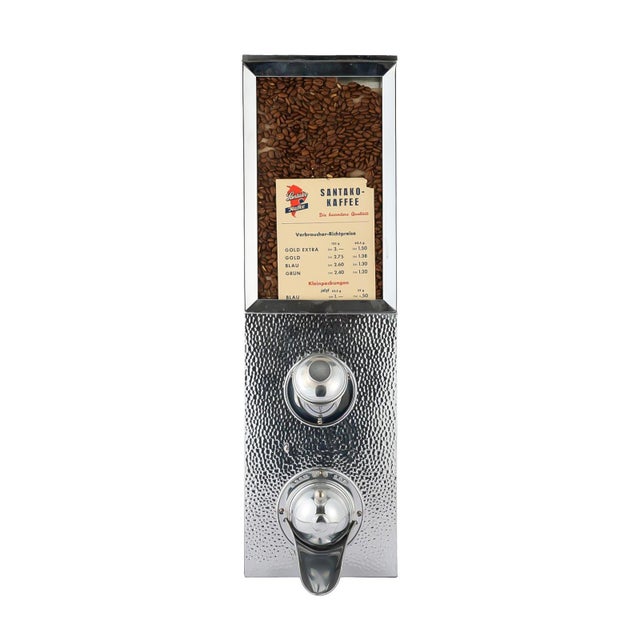 Metal Vintage German Coffee Bean Dispenser with Chrome Front by Otto Kind, 1950s For Sale - Image 7 of 7