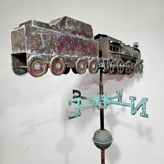 Metal Vintage Copper Locomotive Train Weathervane For Sale - Image 7 of 12