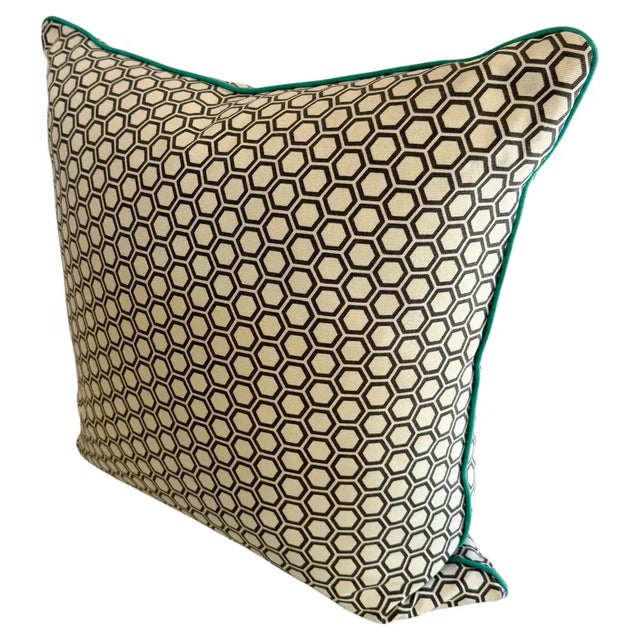 Coastal Vintage First‑Line Jonathan Adler Honeycomb Hexagon Geometric Pillow Euro Sham For Sale - Image 3 of 10