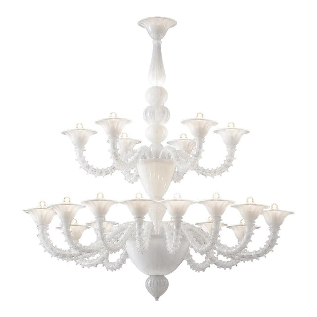 Monumental White Rezzonico Murano Glass Chandelier by Simoeng for Simoeng For Sale - Image 6 of 6