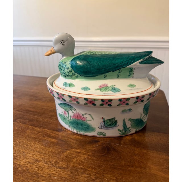 1970s Chinese Famille Rose Duck Tureen For Sale - Image 18 of 18