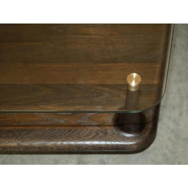 Glass & Seared Oak Two Tier Coffee Table For Sale - Image 17 of 18