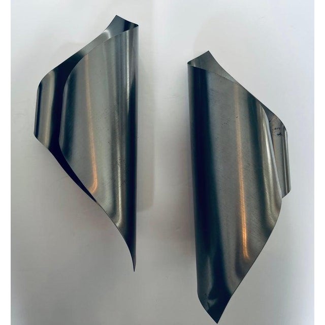 1970s Pair of 1970s Maison Charles Steel Sculptural Sconces For Sale - Image 5 of 13