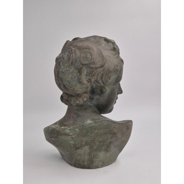 Bust of Eros in Bronzed Plaster For Sale - Image 3 of 12