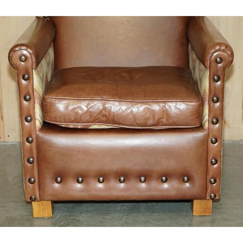 Brown Leather Reversible Kilim Armchairs by Andrew Martin Marlborough, Set of 2 For Sale - Image 9 of 18