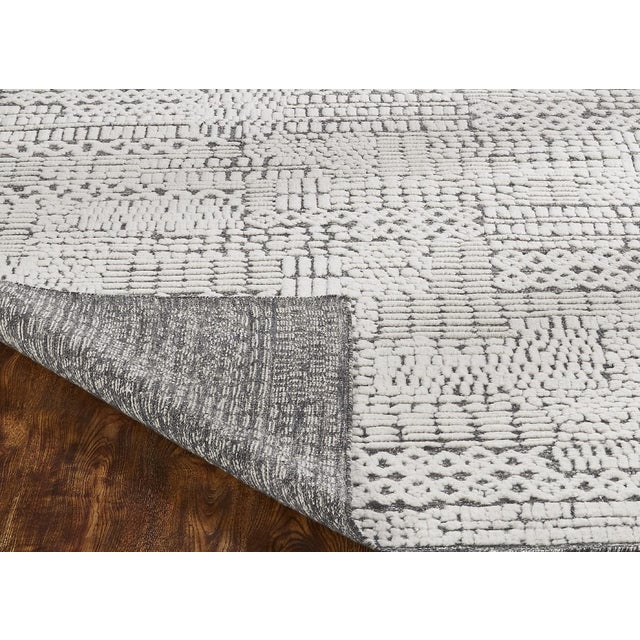 Ivory Gray Abstract Modern Hand-Knotted Wool Rug 8x10 For Sale In New York - Image 6 of 8