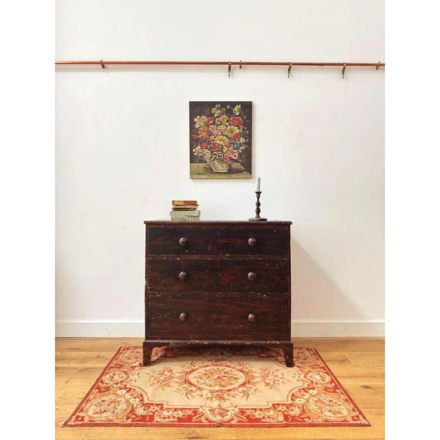 19th Century Dark Scumbled Pine Chest of Drawers For Sale - Image 9 of 9