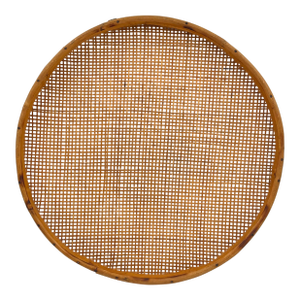 Mid-Century Chinoiserie Cane Wicker and Bamboo Large Herb Drying Basket Tray or Wall Hanging