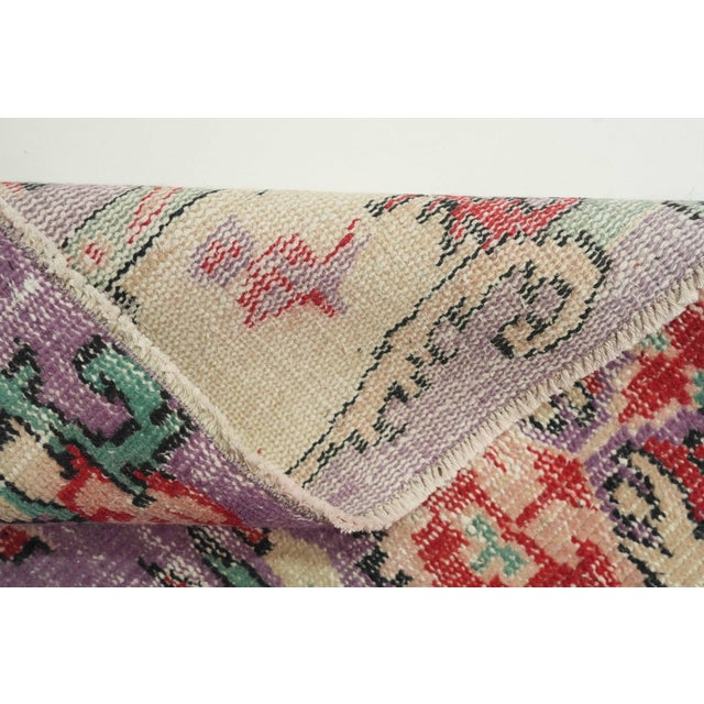 Purple 1970s Vintage Turkish Handmade Wool Cotton Purple Area Rug For Sale - Image 8 of 13