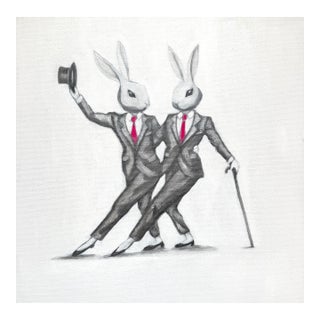 Fine Art Print of Whimsical Dancing Bunnies by Max and Alma For Sale