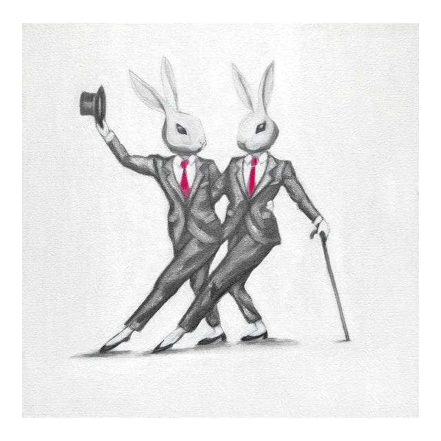 Fine Art Print of Whimsical Dancing Bunnies by Max and Alma For Sale