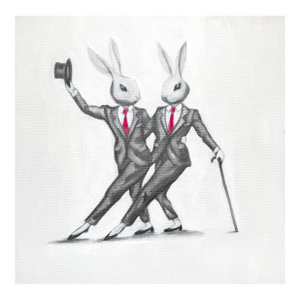 Fine Art Print of Whimsical Dancing Bunnies by Max and Alma