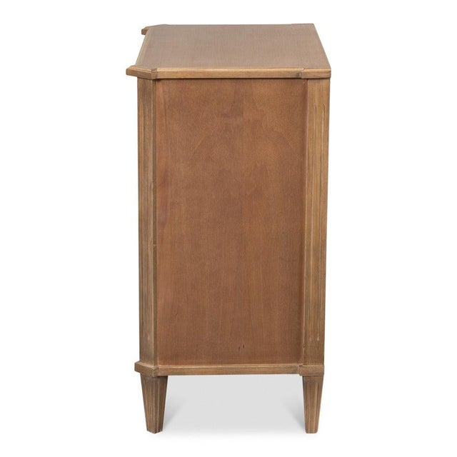 2020s Neoclassical Petite Three-Drawer Chest in Brown Tulip Wood For Sale - Image 5 of 11