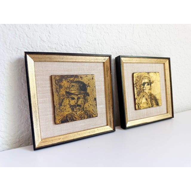 Dandy Portraits in Gold Leaf, Framed, 1950s For Sale - Image 10 of 12