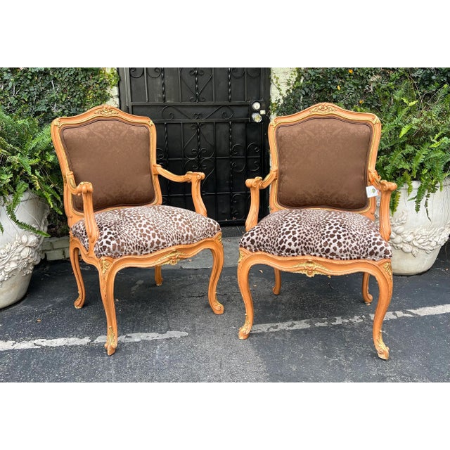 2010s Louis XV Style Louis Mittman Fauteuil Arm Chairs For Sale - Image 5 of 6