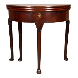 George II Mahogany Triple Top Demilune Games Table