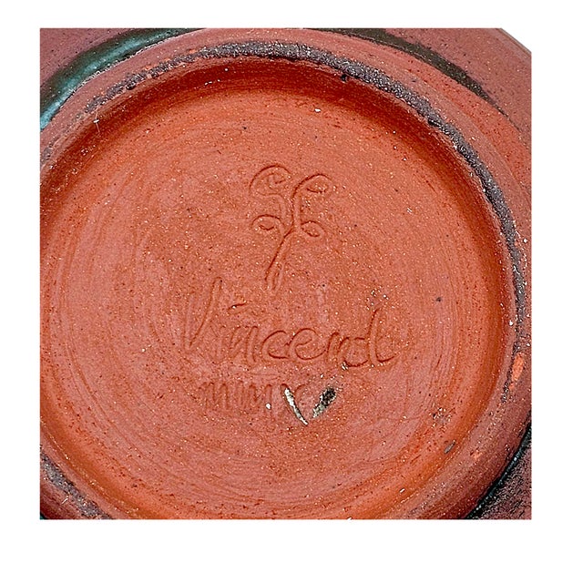 Red Contemporary Studio Art Pottery Red Stoneware Vase With Strangled Wrap Design, Signed Vincent 2011 For Sale - Image 8 of 8