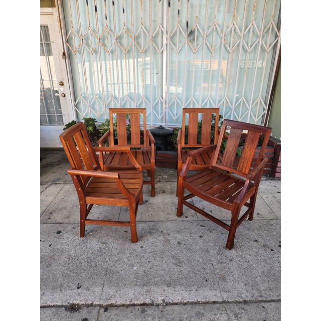 1980's Teak Patio Chairs - Set of 4 For Sale - Image 9 of 12