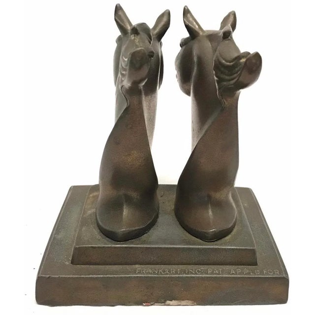 English Vintage Bronze Heavy Cast Double Horse Letter Holder For Sale - Image 3 of 8
