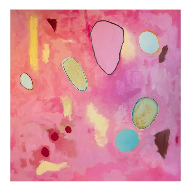 Play #10 Pink Abstract Oil Painting For Sale