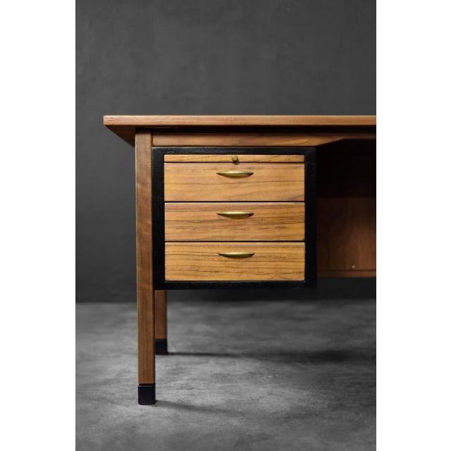 Large Mid-Century Danish Modern Brown Teak Desk, 1960s For Sale - Image 17 of 18