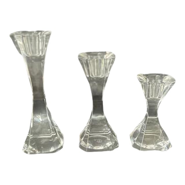 Villeroy & Boch Vintage "Cocktail Club" Trio Crystal Candle Stick Holders- Set of 3 For Sale