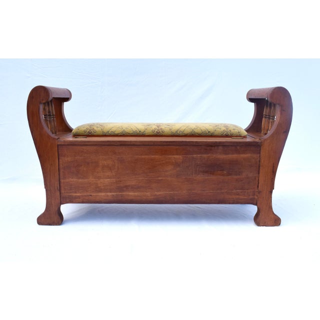 Late 19th C. High Victorian White Oak Storage Bench, Hand-Carved, Usa For Sale - Image 14 of 16