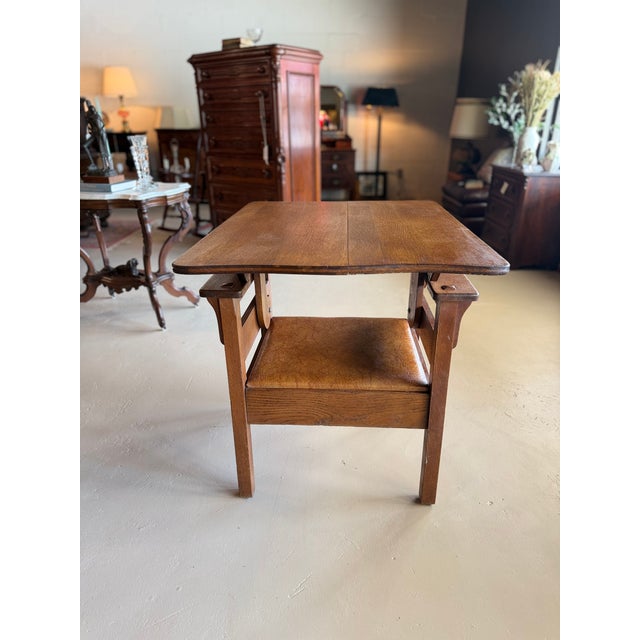 Early 1900s Antique Mission Oak Convertible Table Chair For Sale - Image 11 of 12