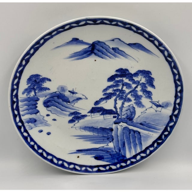 Ceramic Imari Japanese Meiji Period Blue & White Ceramic Porcelain Charger Plate For Sale - Image 7 of 9