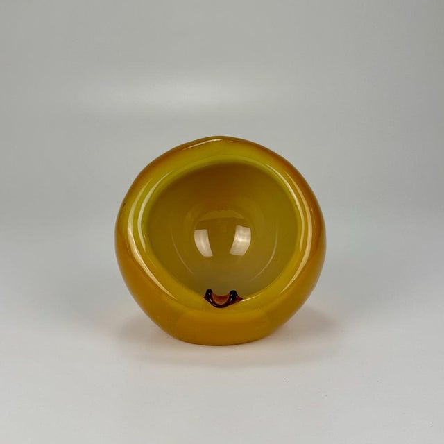 Mid-Century Modern Orange Glass Orb Ashtray by Dragan Drobnjak, 1970s, in Flawless conditions. Designed 1970 to 1979 This...