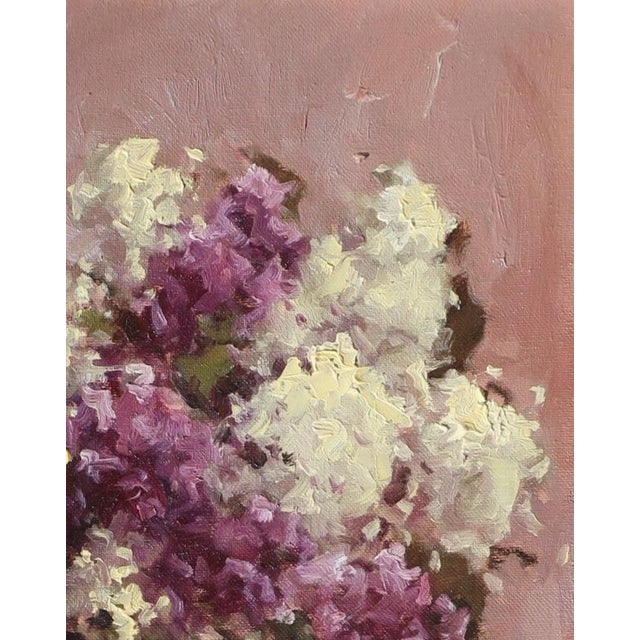 Realism Lilac Still Life Oil Painting, Original Soviet Art, Ukrainian Artist 50-40 For Sale - Image 3 of 6