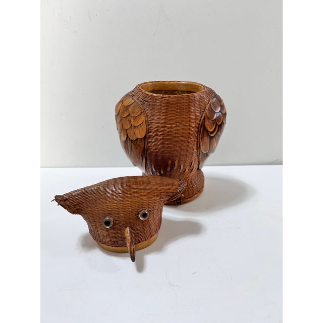 Shanghai Rattan Owl Lidded Basket For Sale - Image 4 of 11