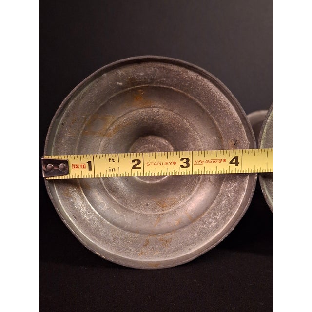 Pair Antique 1840s Freeman Porter Pewter Whale Oil Lamps Westbrook Maine No. 1 For Sale - Image 16 of 17