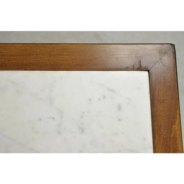 Wood Vintage Italian Neoclassical Low Marble Top Curule X-Frame Accent Side Table For Sale - Image 7 of 11